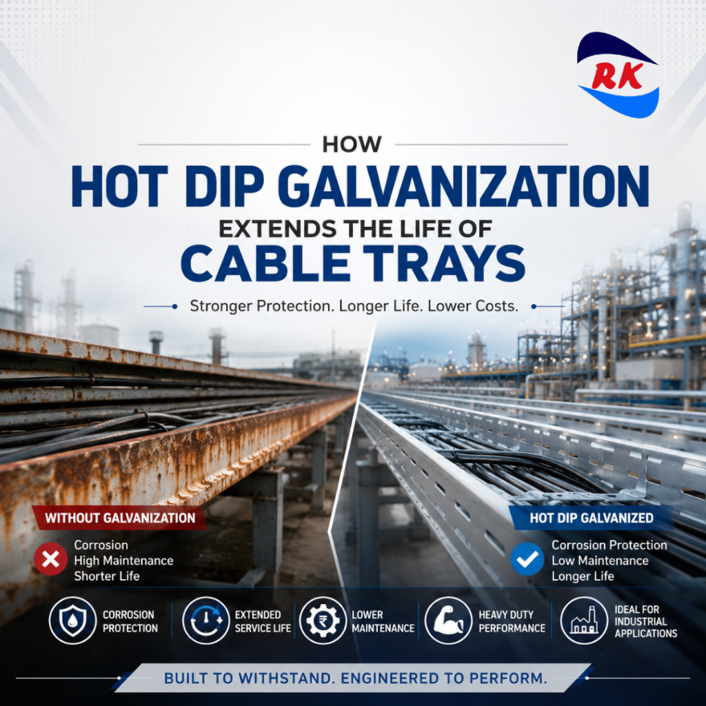 Hot Dip Galvanized Cable Tray providing corrosion protection and longer service life