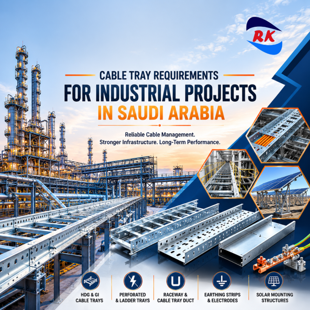 Cable Tray Requirements for Industrial Projects in Saudi Arabia - HDG Cable Tray Solutions by RK Engineering