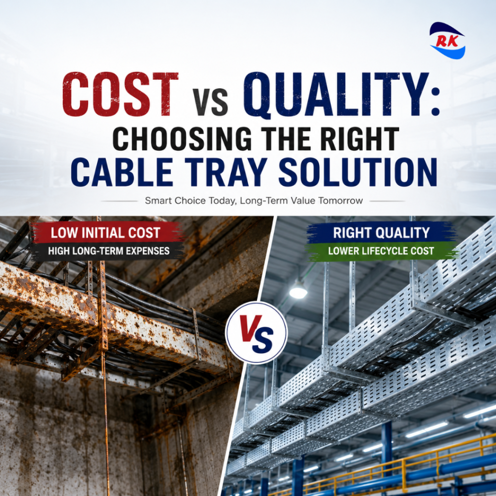 Hot Dip Galvanized Cable Tray cost vs quality comparison for industrial cable management systems by RK Engineering