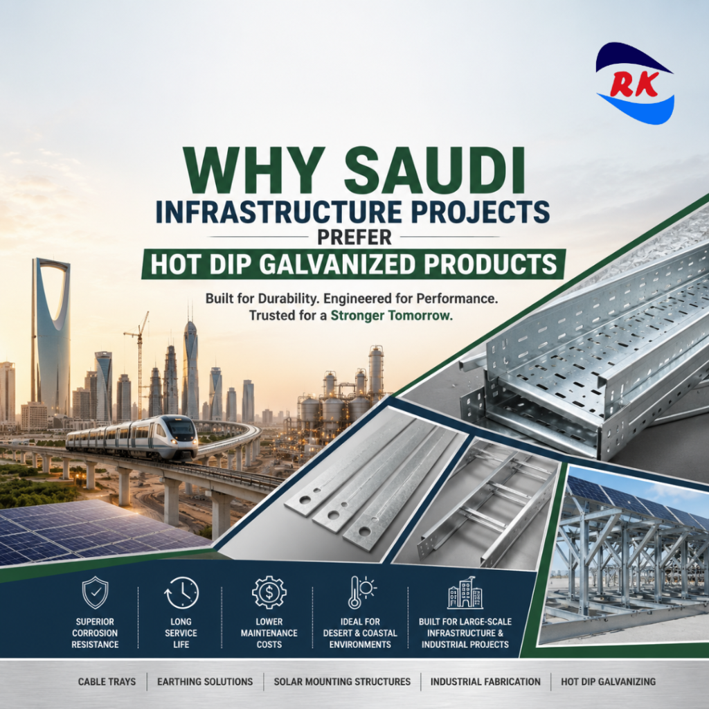 Hot Dip Galvanized Products for Saudi Infrastructure Projects by RK Engineering