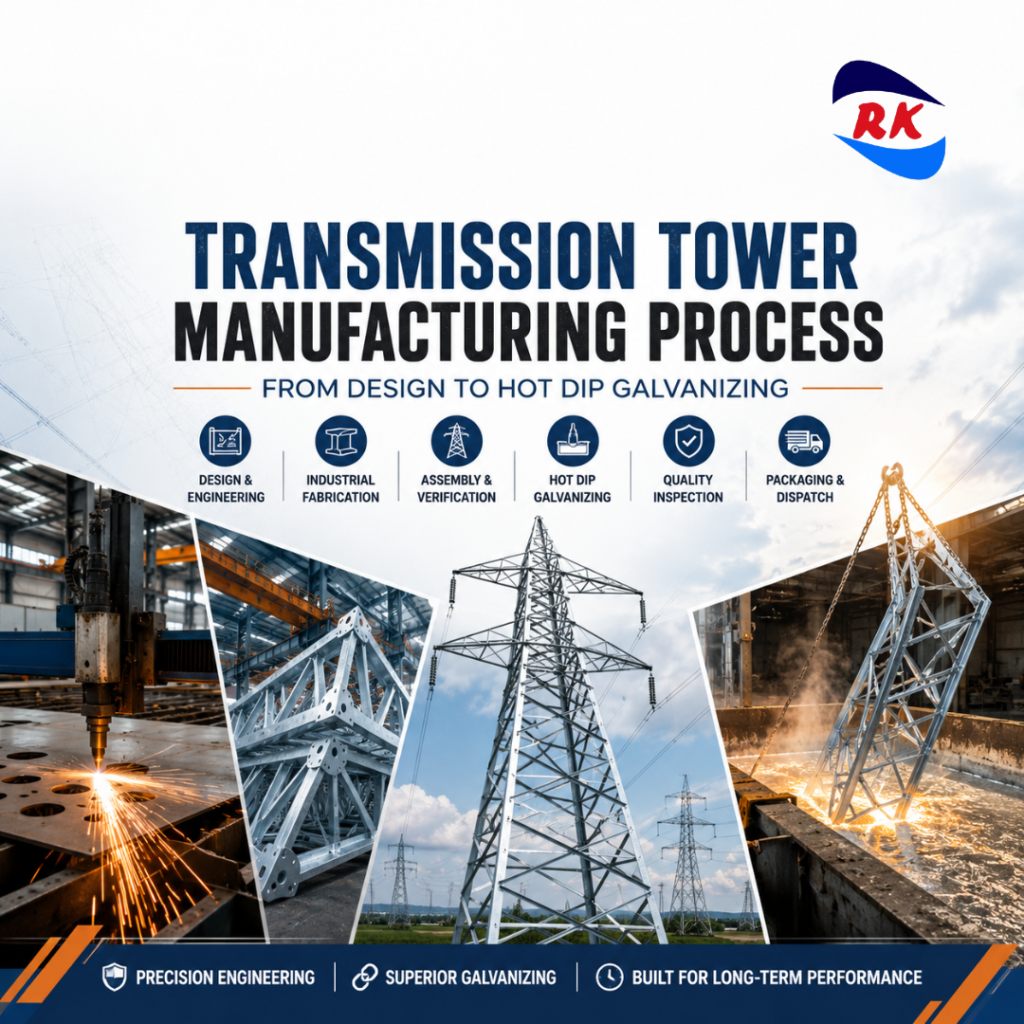 Transmission Tower Manufacturing Process from Design to Hot Dip Galvanizing